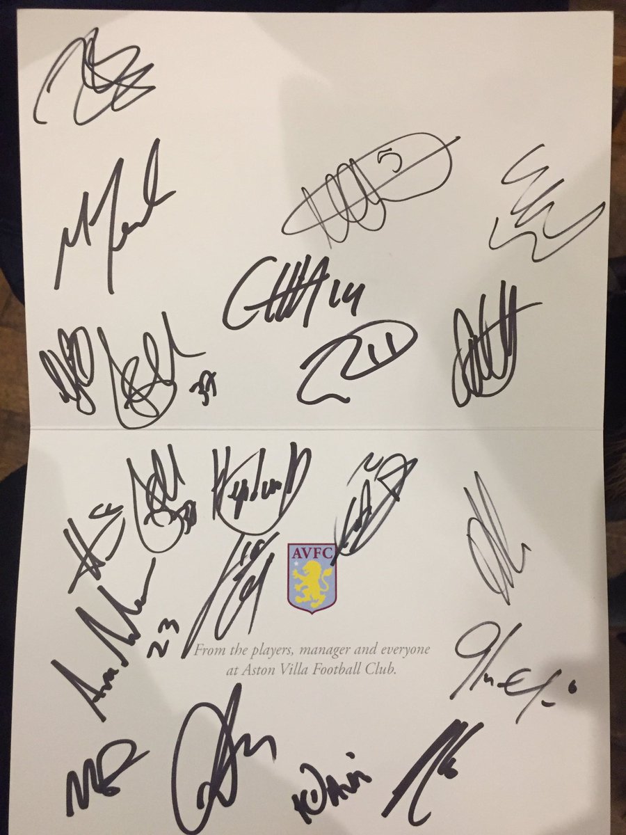 StaceyCamps's tweet photo. Great win today #AVFCvBCFC who can help me out with these signatures? #notaclue #AVFC @AVFCOfficial @villareport #hutton @JackGrealish1 @ConorHourihane @tammyabraham @jmcginn7 https://t.co/eBG2DKSuRr