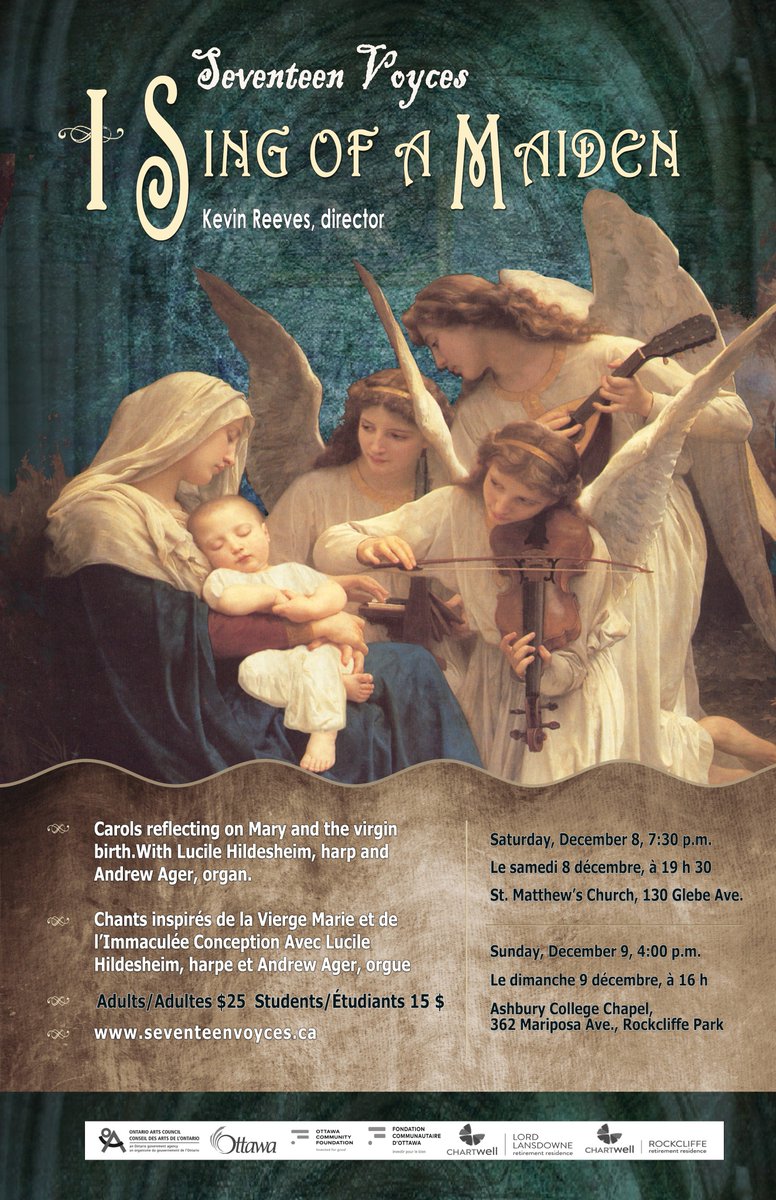 We sing of a certain maiden on Dec. 8th &amp; 9th! Madighan Ryan, Lucile Hildesheim and Andrew Ager are joining too. Get tickets here: bit.ly/2qacSqL @AgeronRideau
