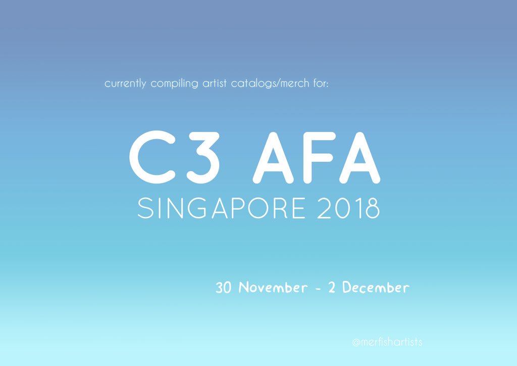 merfishartists's tweet photo. requests to share catalogs and merch for #afasg2018 are open! tag us or drop us a DM :)
we are also compiling a excel sheet with all the booths and merch details as well as social media handles!
#afasg #afasg18 #animefestivalasia #c3afasg #c3afa #c3afasg2018 #c3afasg18 https://t.co/IKsPxsLwoj