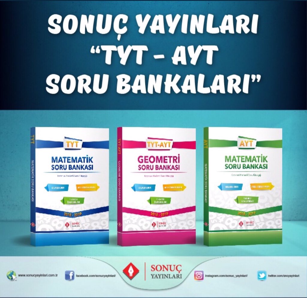 VitaminHoca's tweet photo. #matematikçibob #hocalarageldik #oshoradyo #TYT
#yks2019 Bu twiti rt yapan üç @VitaminHoca takipçisine @sonucyayinlari Matematik Soru Bankaları çekilişle hediye 
Çekiliş tarihi 20 Aralık 2018 
Not: @VitaminHoca’yı takip etmeyenler çekilişe dahil edilmeyeceklerdir!... https://t.co/QNXyfjK39V
