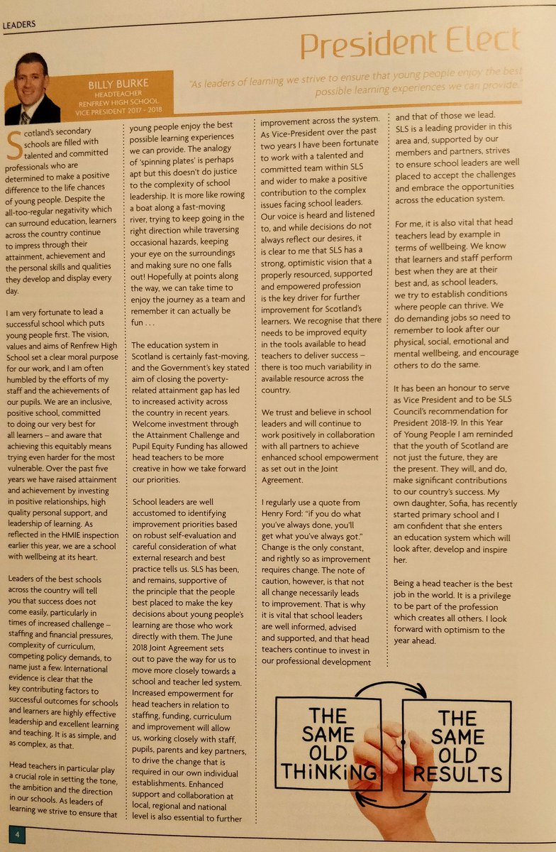William_J_Burke's tweet photo. An honour to become SLS President 2018-19 and give an address at our annual conference in St Andrews.
Here is a look at my article in this year's @LeadersScotland Annual Review. https://t.co/RGWQFrItq6