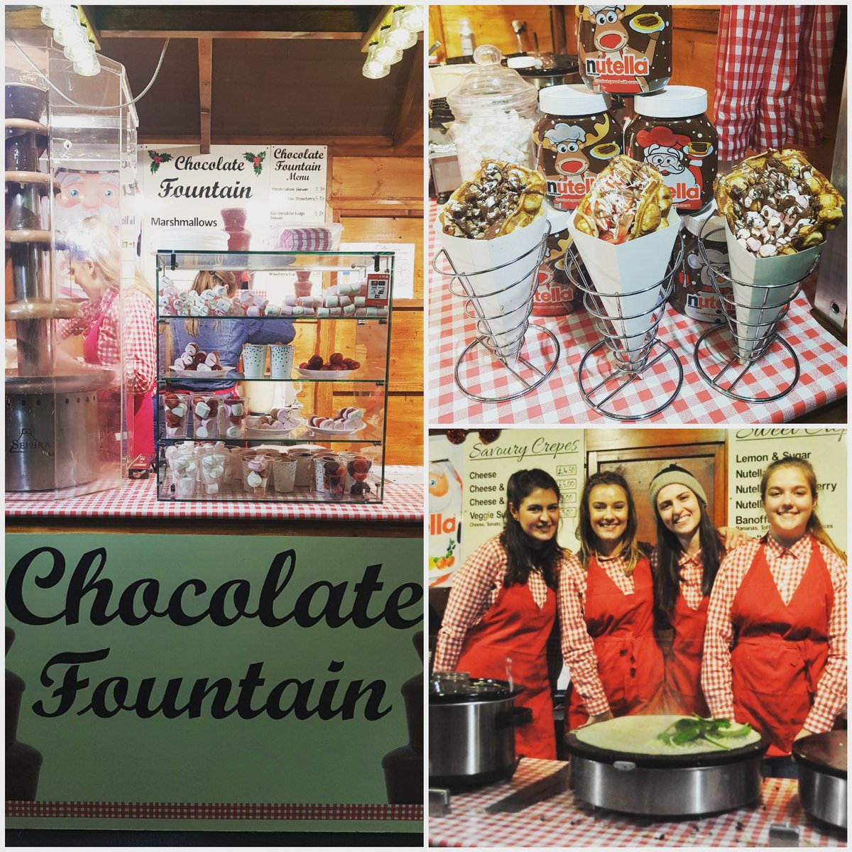 Amazing #sweettreats available at #ChristmasattheCathedral spoilt for choice #crepes #chocolatefountain #bubblewaffle #christmasMarkets