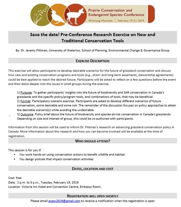 TWS_MB's tweet photo. Pre-Conference Research Exercise on New and Traditional Conservation Tools with Dr. Jeremt Pittman (University of Waterloo). Registration will be up soon, so stay tuned! https://t.co/ZjR0tV8PPa