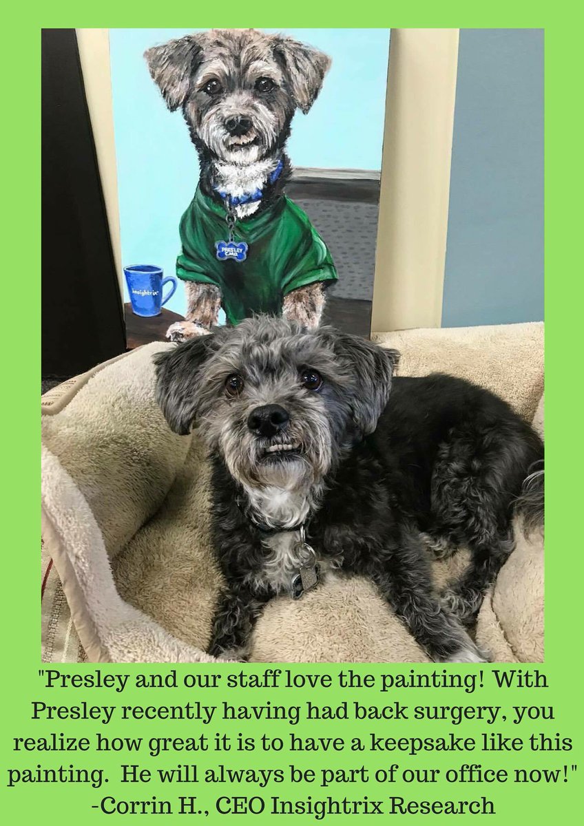 ExpressivelyU's tweet photo. This sweet pup will always be remembered at Insightrix with this customized portrait! These portrait keepsakes are fully customizable with your choice of size, color, and design! MESSAGE me for your own portrait painting! #portraitart #businessart https://t.co/uyf3fpfj6J