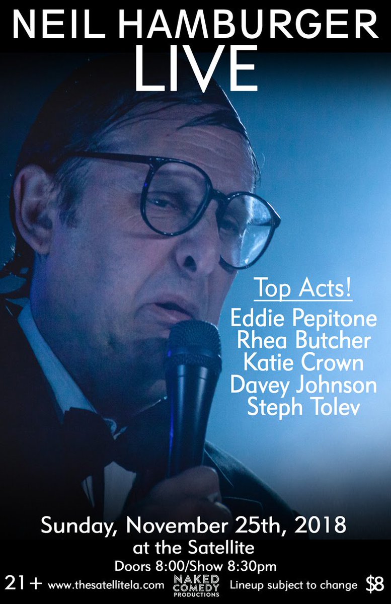thecomedybureau's tweet photo. #ComedyCrawl 11/25/18
@friendshipbuds
@neilhamburger
In Conversation with Music with @joeygreer11
Chatterbox
Ranch Comedy
#GoldenHour
Bimbo Summit
Sunday Play Day
#RoarShark
+++
https://t.co/7361mOAACj https://t.co/56P4QRUCC7