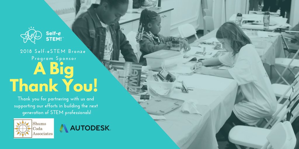 selfestemorg's tweet photo. Thank you Shums Coda Associates and @autodesk for your sponsorship. Your support helps to build the next generation of STEM professionals. #Selfesteming #STEMmode #Thanks #Giving https://t.co/AlwMEXub1Z
