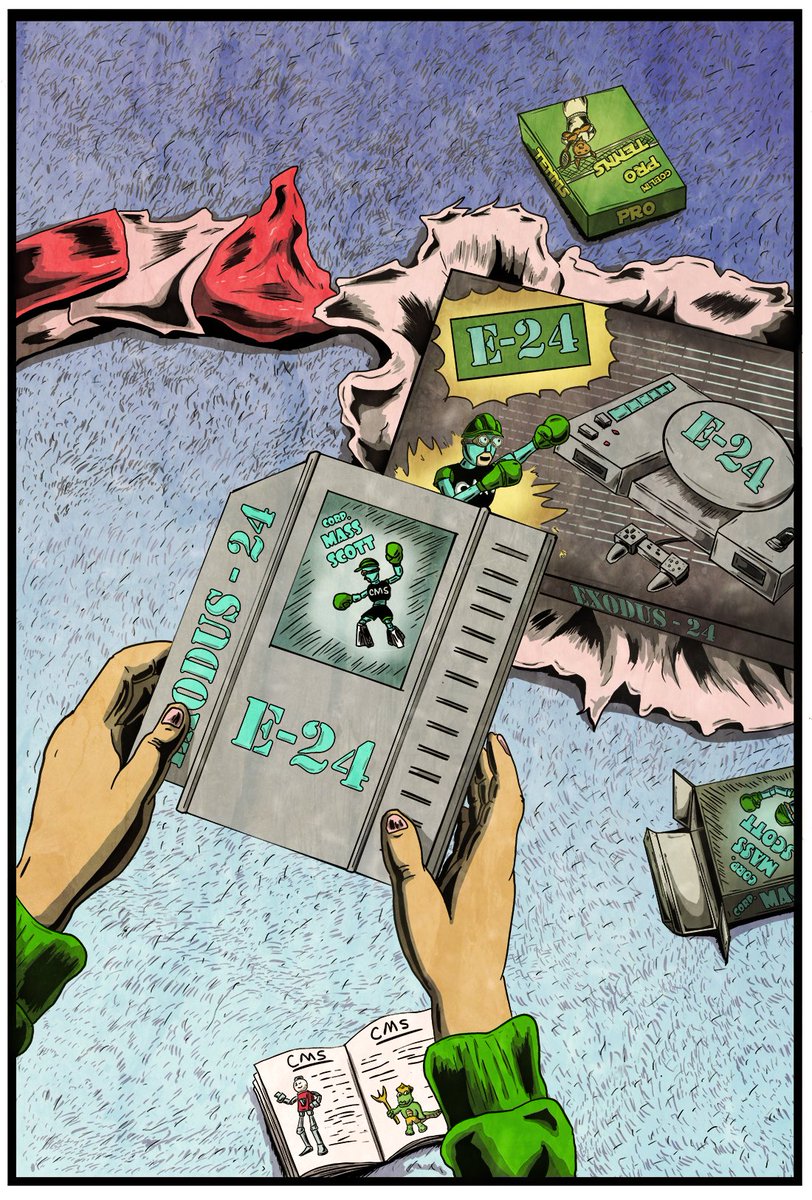 CHollandArt's tweet image. Page 1 complete! Finally getting settled into new place. #cms #CorpMassScott #e24 #exodus #wrappingpaper #console #videogames #ink #color #photoshop #comics #makecomics #comicartistofinstagram #nabthenineties #chollandart