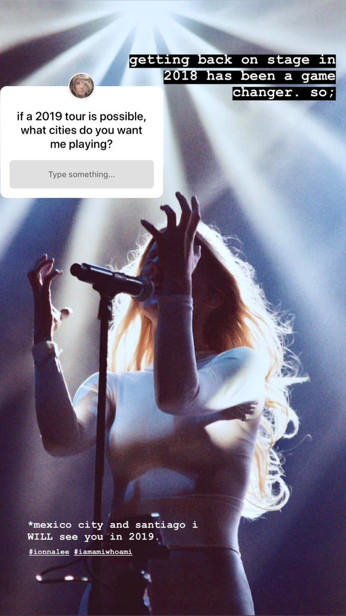 getting back on stage in 2018 has been a game changer. so;
if a 2019 tour is possible, what cities do you want me playing?
*mexico city and santiago i WILL see you in 2019
#ionnalee #iamamiwhoami