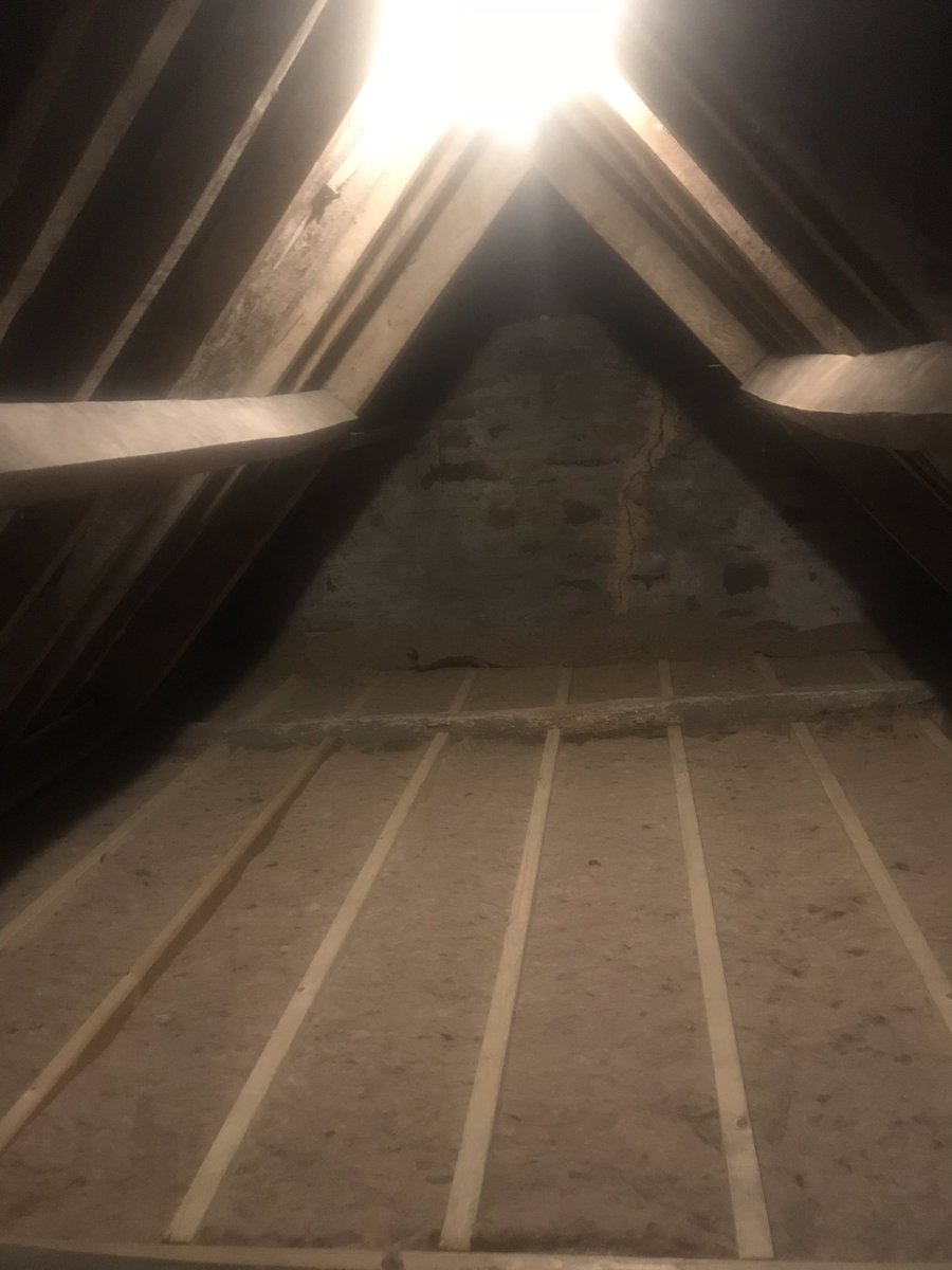 organicplaster's tweet photo. Here we have insulated the attic in this beautiful old farmhouse near Leigh on Mendip with 250 mm of #thermafleece #cozywool. This will not only keep the house warm but will allow the beautiful #woodwool board and #limeplaster ceiling to breathe. https://t.co/9Jl1qQ6ik1