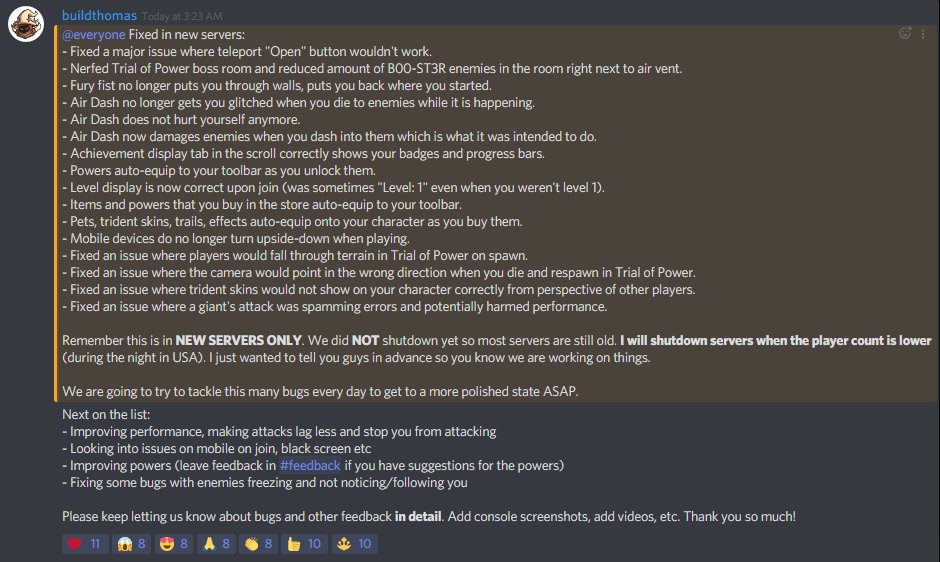 BeeismRblx's tweet photo. a TON of fixes being pushed to Rolantis, pretty sure @buildthomasRBX hasn't slept since launch. Performance is the main priority now and as that is sorted you'll be seeing a big improvements with enemy encounters. Ty for all the feedback, you guys have been super helpful!! https://t.co/vaj5aU9IUz