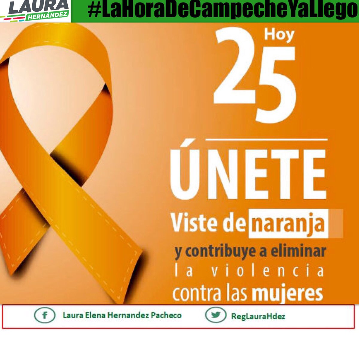 RegLauraHdez's tweet photo. Hay que unirnos para asegurar que todas las mujeres vivan una vida #LibreDeViolencia. ¡Nadie debe lastimar nuestra Integridad! 
#DíaNaranja
#SomosPRI
#DíaInternacionalParaLaEliminaciónDeLaViolenciaContraLaMujer
#Efemérides
#LaHoraDeCampecheYaLlego
#LauraATuLado
#SiempreContigo https://t.co/cWOfBK1KJr