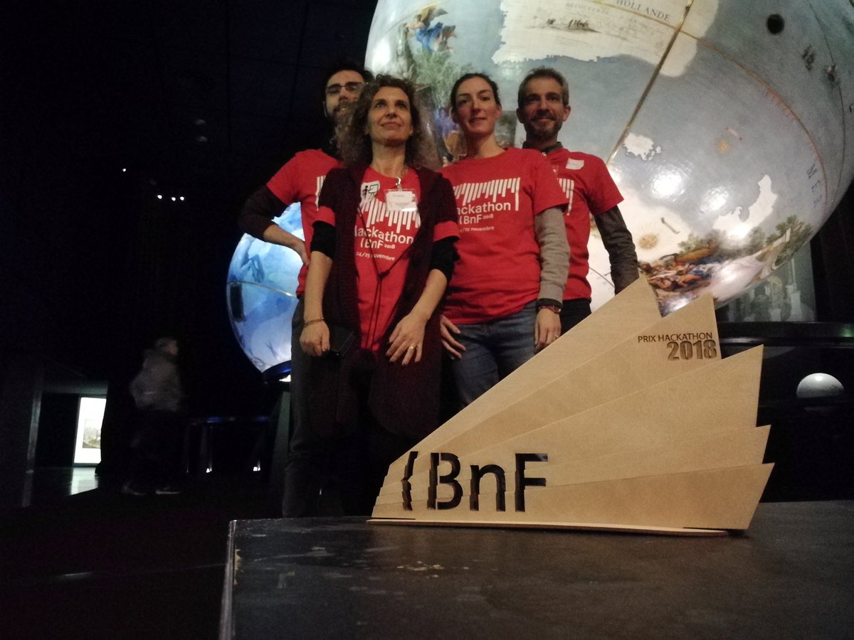 MixTesRomans's tweet photo. #HackathonBnF merci à la merveilleuse équipe de @laBnF qui a pris soin de nous ces dernières 24h. Merci pour ces belles rencontres et tout ce bouillonnement d’idées.
Vivement l’année prochaine avec @CharlineCesbron @OBanus @KarlPineau @atco_edu et Bastien https://t.co/WyJUwcDRgi