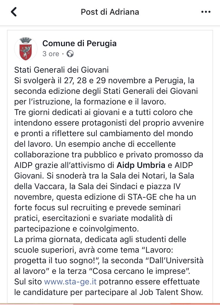 Che #Gioia 😃 vedere la #crescita di una GRANDE #INIZIATIVA nata 2 anni fa dall’ <a href="/aidp_umbria/">AIDP UMBRIA</a> e l’AIDPGiovani inCollaborazione @Comuneperugia e <a href="/RaiTre/">Rai3</a> questa2°Edizione è finanziatadalProgrammaOperativo Regionale P.O.R. F.S.E. 2014-2020 <a href="/RegioneUmbria/">Regione Umbria</a> EuropeDirectUmbria @AIDPlive