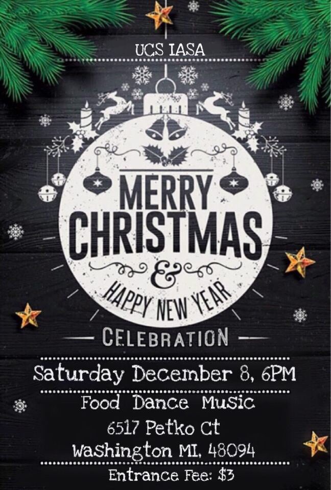 ucsiasa's tweet photo. We hope to see everyone at our UCS IASA Christmas and New Years party on December 8th!🎅🏻🎄$3 for entry! Bring your family and friends for food, music, snacks, and fun!🎉 https://t.co/PYNQNxCTAO