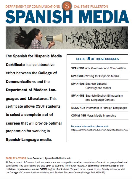 Cal State Fullerton Majors >> Csuf Lci On Twitter Our Spanish Media Certificate Is A Cal State Fullerton Majors >> Csuf Lci On Twitter Our Spanish Media Certificate Is A