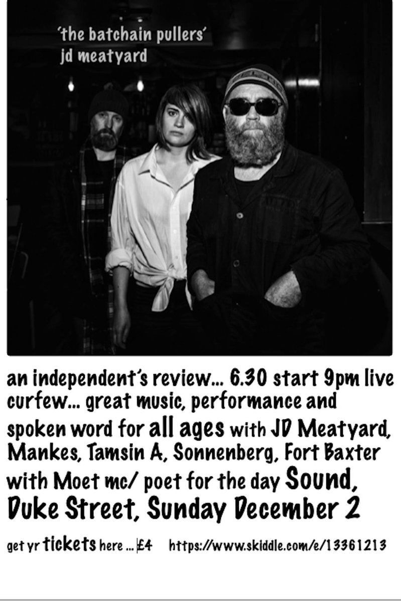 We're playing with JD Meatyard next Sunday <a href="/SoundDukeStreet/">Sound Duke Street</a> 

Dec 2nd 6.30pm

Early start and early finish but packed with good stuff, see...