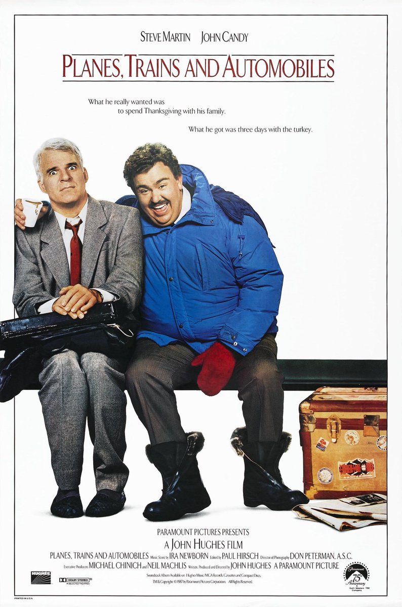 RetroNewsNow's tweet photo. 🎬'Planes, Trains &amp; Automobiles' starring Steve Martin &amp; John Candy premiered in theaters 31 years ago today, November 25, 1987 https://t.co/N8QwrbY25O