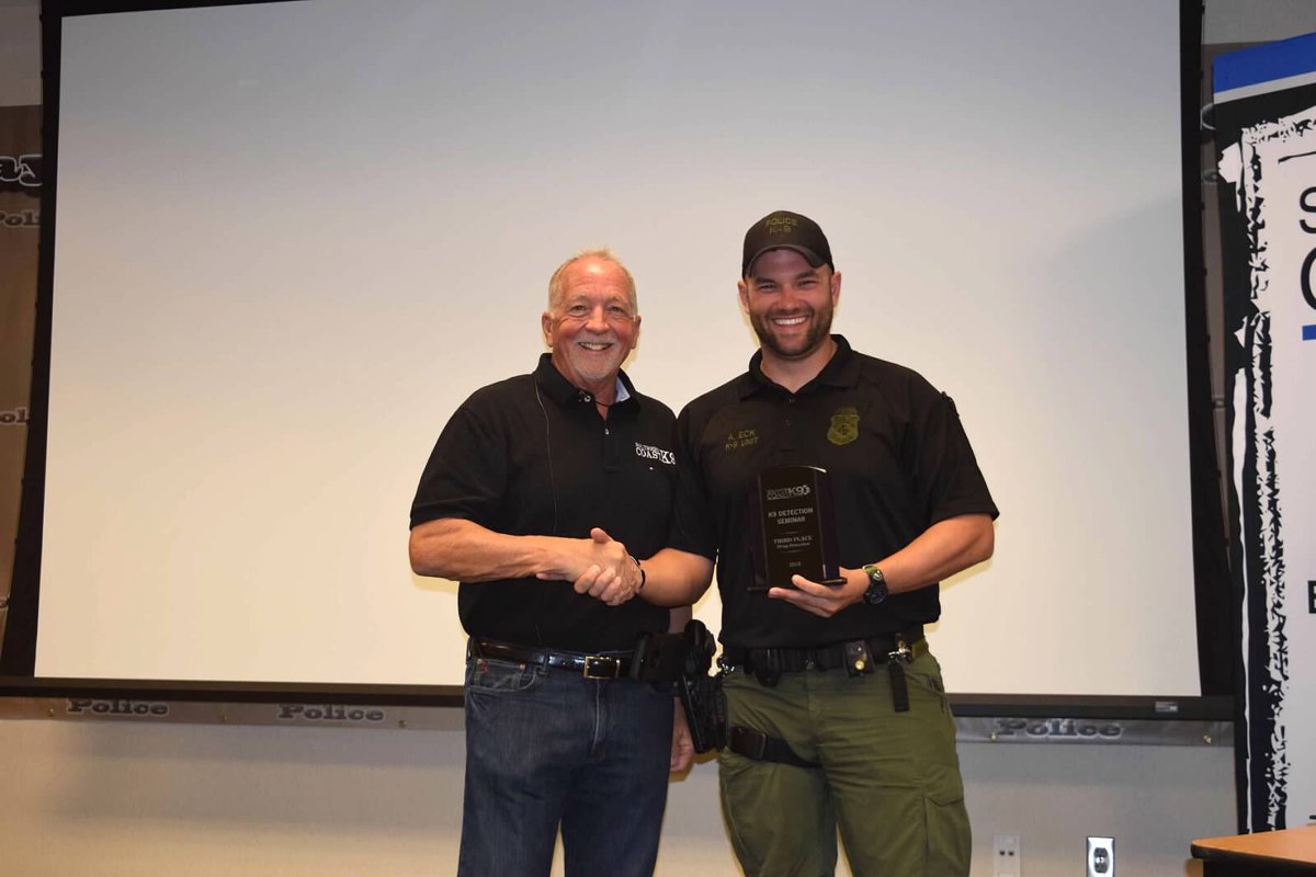 AaronEck_K9's tweet photo. #K9Shadow and I recently attended the annual Drug and Bomb Detection Seminar which is hosted by @southerncoastk9. #K9Shadow and I humbled with the experience and opportunity to bring home the 3rd place plaque for DrugDetection out of approximately 120 teams. #JohnyRuxTrainedDog https://t.co/sdS1CaMsrj