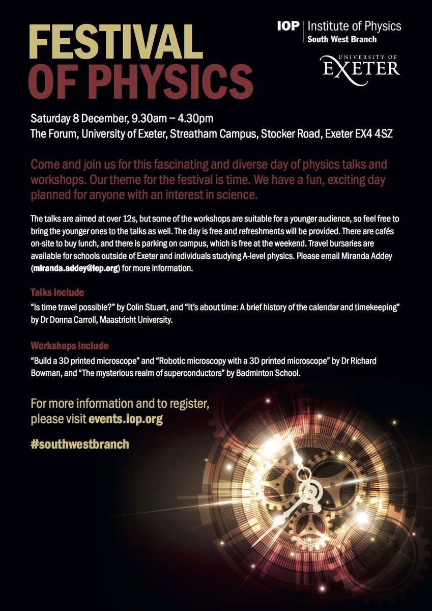 ExPhysSSLC's tweet image. There is a fantastic opportunity available to get involved with the IOP for their Festival of Physics event! Volunteers are needed for activities 12-2pm and for workshops at 11am and 3:15pm! See poster, and contact Miranda Addey at: Miranda.Addey@iop.org if you are interested!