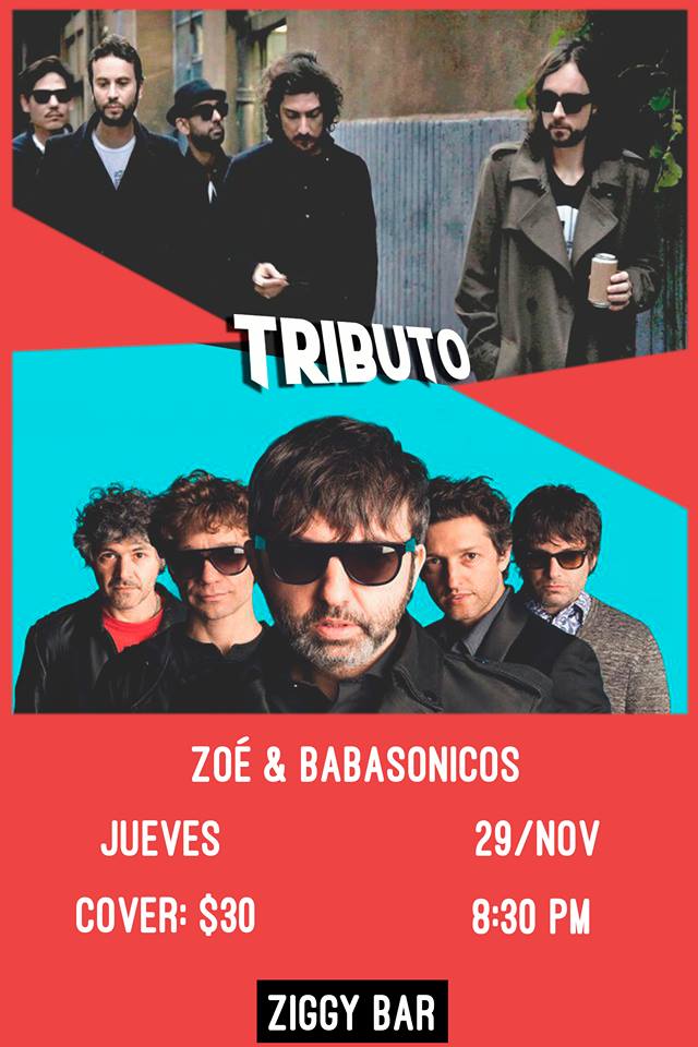 Jueves 29 de Noviembre escuchemos en vivo los éxitos de Zoe &amp; Babasonicos con guitarra acústica de manera intima, canciones como #Yegua #Luna #Poli #Carismatico y muchas mas canciones de estas bandas de rock en español.
📆 Jueves 29 Nov
✅ Cover $30 pesitos 
🕗 Abrimos 6:30pm