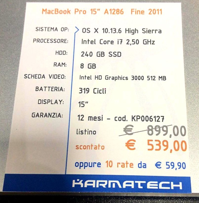 gianlucarossitv's tweet photo. Gli amici di #karmatech a Bollate mi han detto di dirvi che dopo il #BlackFriday da loro c'è il Cyber Monday con questa occasione non da 539€ a 499€. E con 4Gb Ram e 500 HDD si scende fino a 399€! https://t.co/Ldn9e4tbQv