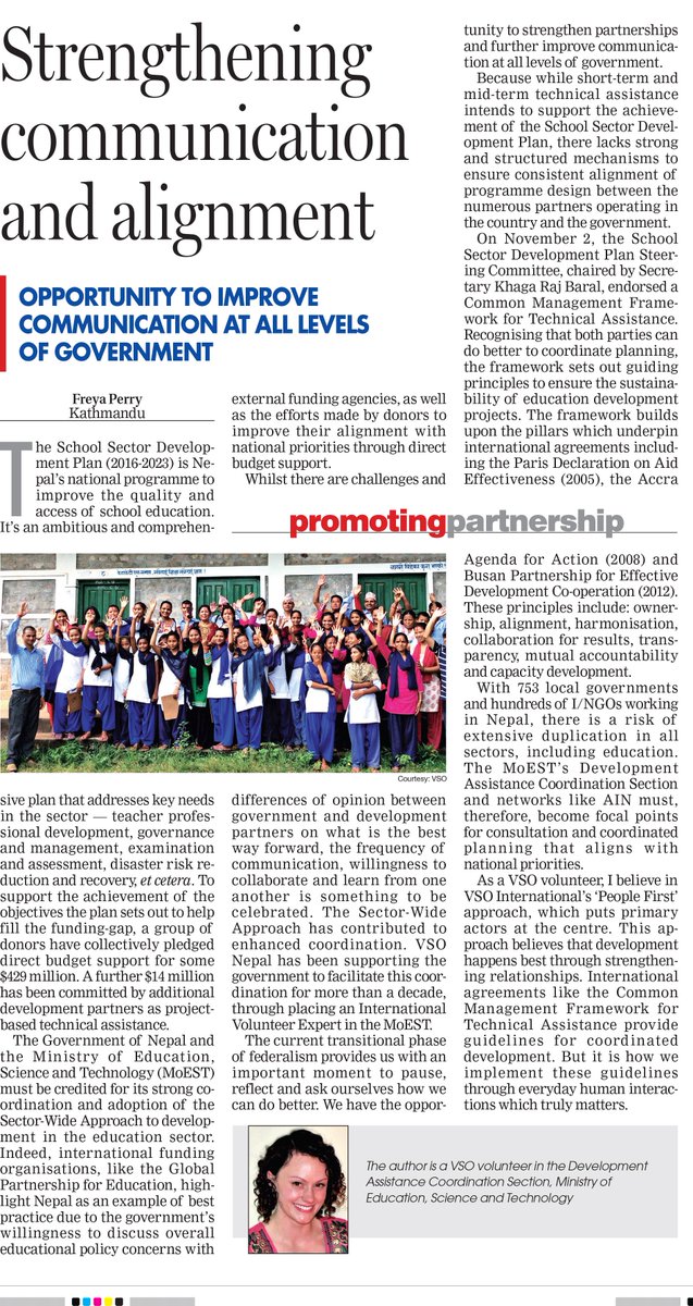 VSONepal's tweet image. Enjoy reading article published in the Himalayan Times this month, “Strengthening communication and alignment”.
epaper.thehimalayantimes.com/index.php?mod=…
Please share!
#VSO #VSONepal #MoEST #Volunteering #Volunteers #QualityEducation #EducationForAll #PeopleFirst #THT #Education #EducationInNepal