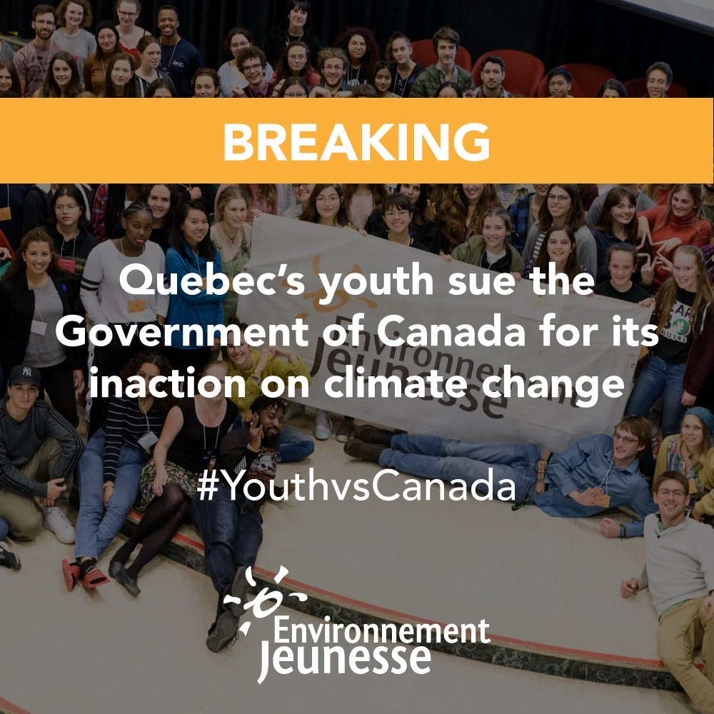 #FLASH This morning, @ENJEUQuebec announces a #climate case against the Canadian government for its inaction on climate change. 🌎🌡
Follow the press briefing 👉 facebook.com/environnement.… #YouthvsCanada #polcan #justice