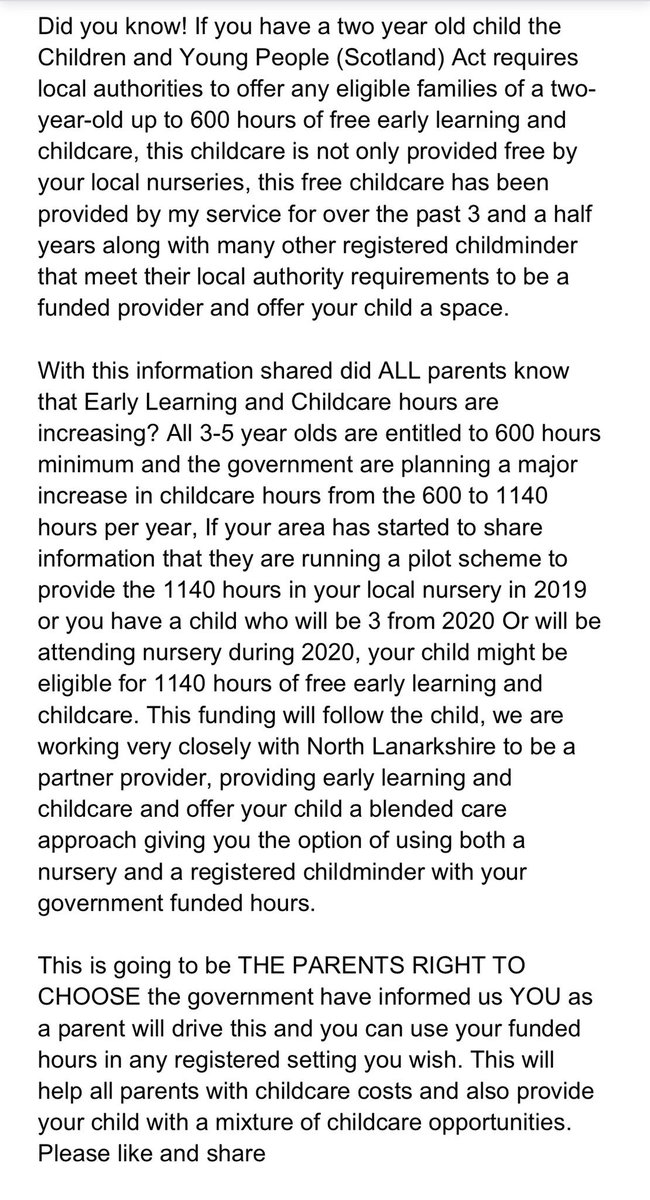 Cathy172's tweet photo. Childminders included as providers of 1140 funded hours https://t.co/iJeTQjQPg7