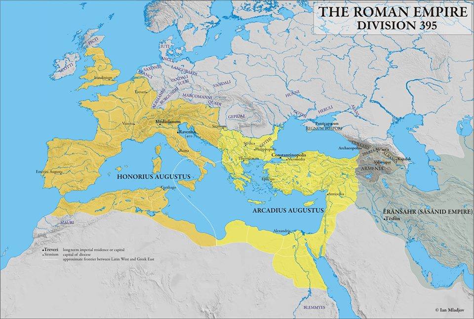 Roman History on Twitter: "On this day in 395 AD died the Roman Emperor Theodosius I (379-395). On his death bed he divided the government of the western and eastern halves of