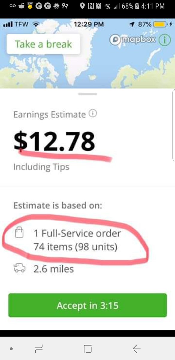 JKalfur's tweet photo. Hey @Instacart this is abhorrent. This is egregious, malicious, and disgusting. Why don't we just pay you to shop? This would've paid approximately $34-$38 BEFORE tip under the old pay system. @cfarivar @ceodonovan @arstechnica @sierra_maulding @MatthewTelles @InstaUsed https://t.co/ZRNt94g4ft