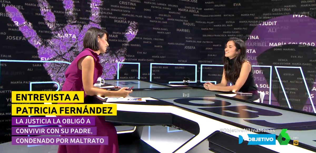 ObjetivoLaSexta's tweet photo. Está con nosotros Patricia Fernández, hija de una mujer víctima de violencia de género que sobrevivió. Con 6 años vivió el maltrato de su padre a su madre. Cuenta en #ObjetivoNiUnaMenos su testimonio. https://t.co/4lvk7QdW39
