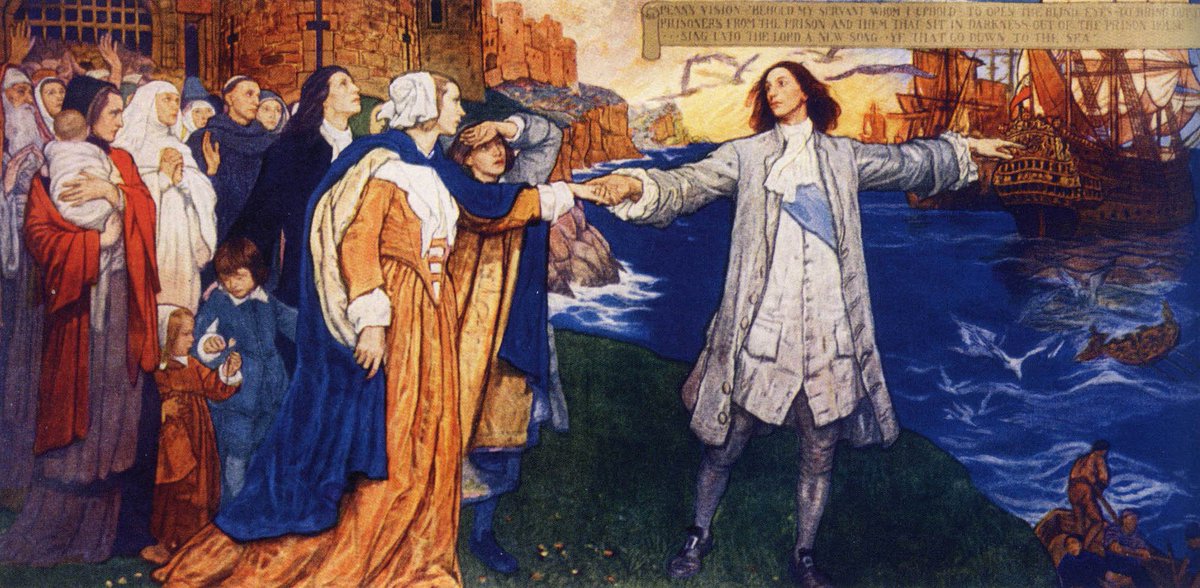 Violet, a trailblazer in mural decoration & stained glass, fields exclusively practiced by men, painted a series of 43 murals in the Pennsylvania State Capitol Building. Depicting the story of William Penn, her images continue to define the state's origin myth. #RedRoseGirls