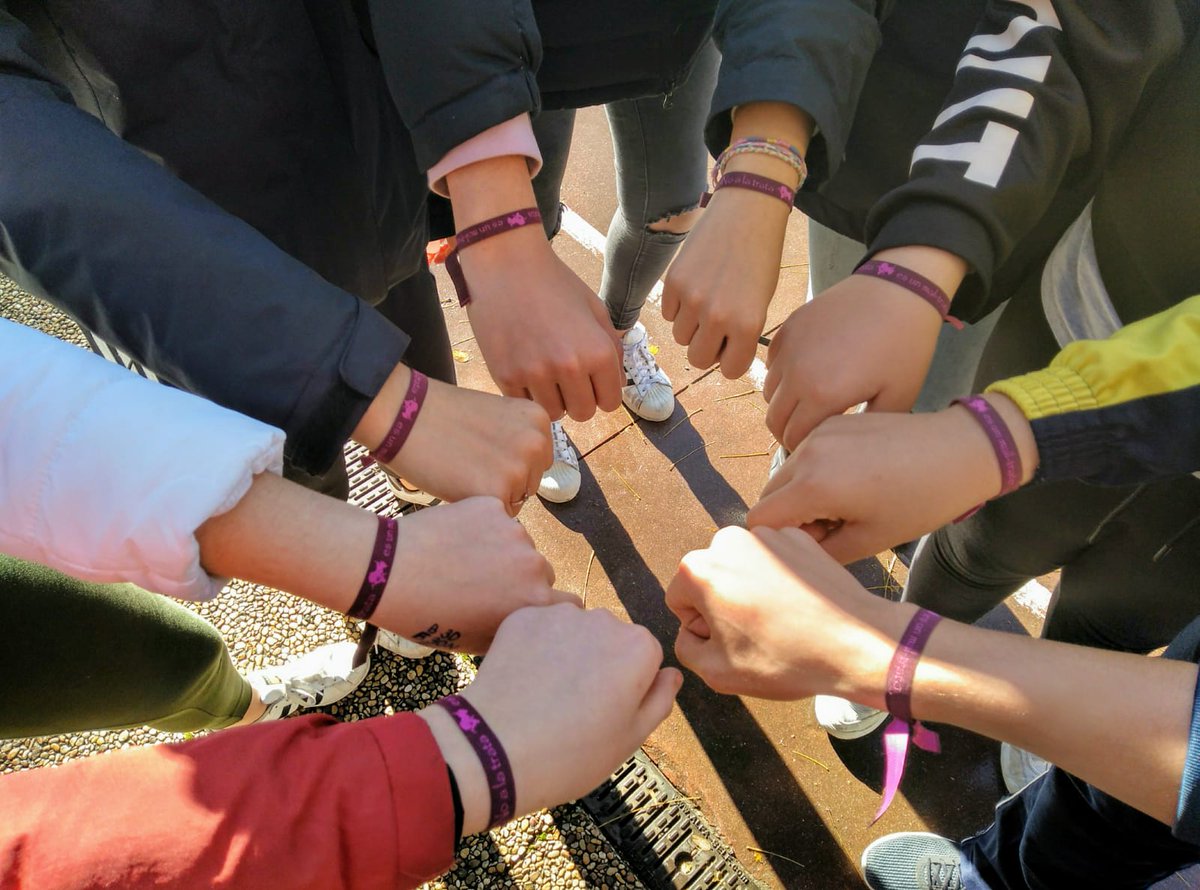 SalesGuada's tweet photo. Hoy día 25 de noviembre es el Día Internacional de la No Violencia contra la Mujer. El pasado viernes en nuestro colegio nos sumamos a la iniciativa y todos los alumnos de Secundaria se han puesto una pulsera como muestra de sensibilización #noalaviolenciadegenero #esosalgu https://t.co/uw8Qh2XiEm