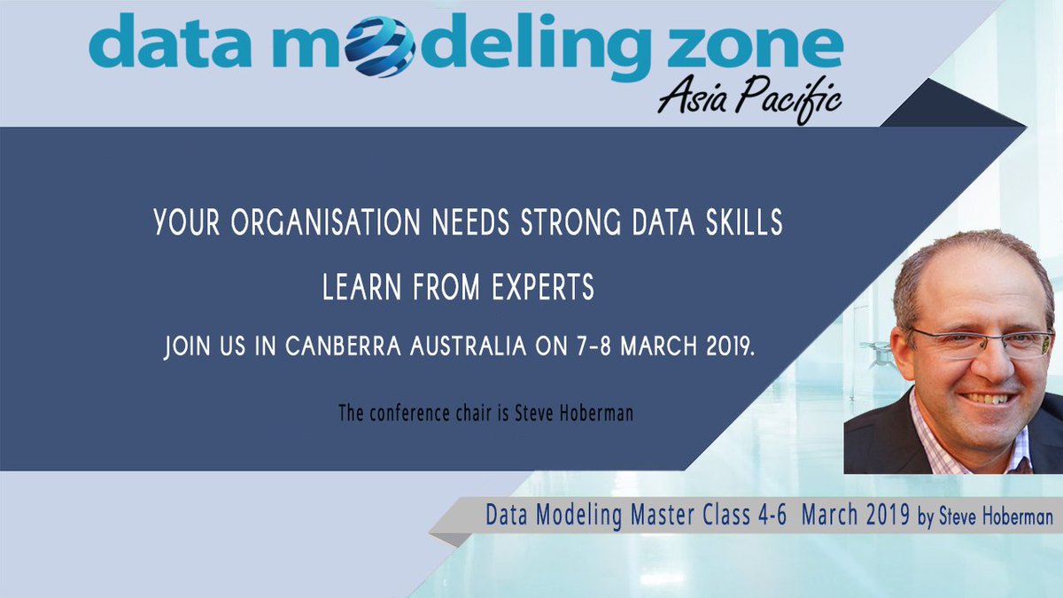 Data Modeling Zone Asia Pacific is the event where you can sharpen your data modeling skills.  
March 2019 program  has three streams 
•        Fundamental Modeling, 
•        Architecture and Governance, 
•        Advanced Modeling. 
 pos.li/2ap03j