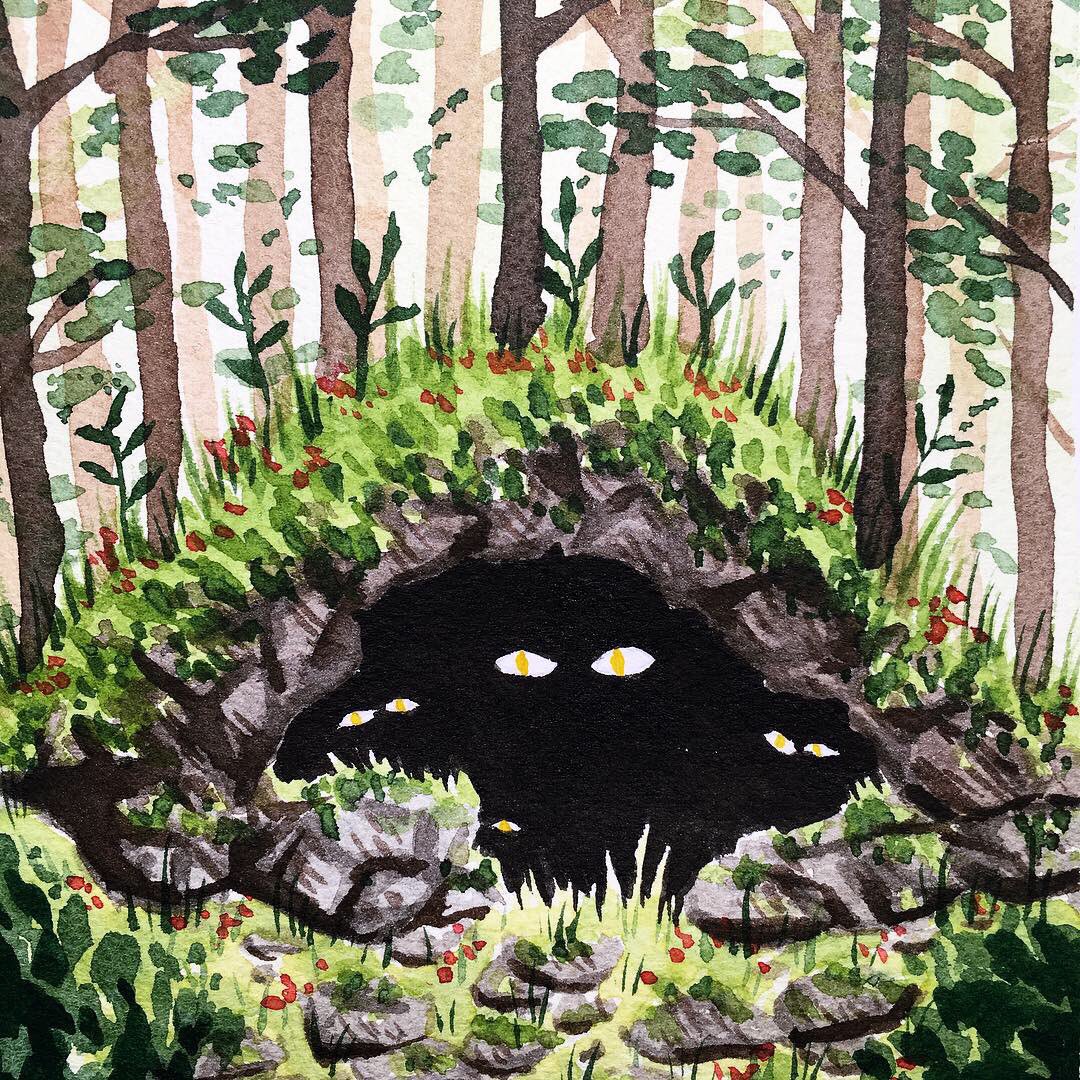 KunstiKeks's tweet photo. The cave~
#watercolorpainting #watercolor #cave #forest #watercolorforest #painting #fantasyart #monster https://t.co/tc2VGLGPoO