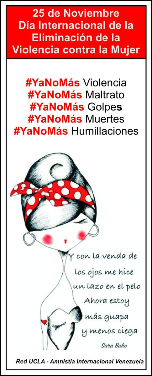 AIV_RedUCLA's tweet photo. Desde la Red Ucla-AIVen gritamos: 
#YaNoMas Maltrato 
#YaNoMas Golpes 
#YaNoMas Abusos
#YaNoMás Machismo
#YaNoMas Impunidad 
#YaNoMas Muertes

#YaNoMás Violencia de Género!!! https://t.co/5bcYAWGi7E