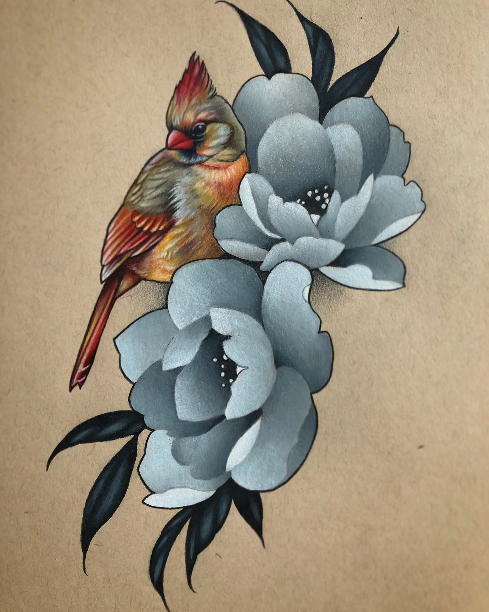 cardinal drawing tattoo