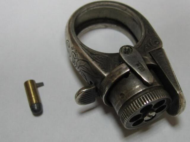 walrusweaponry's tweet photo. TALK ABOUT A RING POP! The Petite Protector Was invented by Frenchman Casimir Lefaucheux in 1828 and was a tiny gun/ring #HIST125005F18 #armed2theteeth https://t.co/2fb5ugknoH