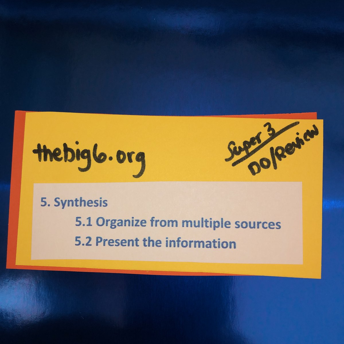 Here's where the info hits the road! Organize and decide how to present your solutions or message.  There are so many ways to share what you now know! Be creative. #thebig6chat #infolit #edchat thebig6.org