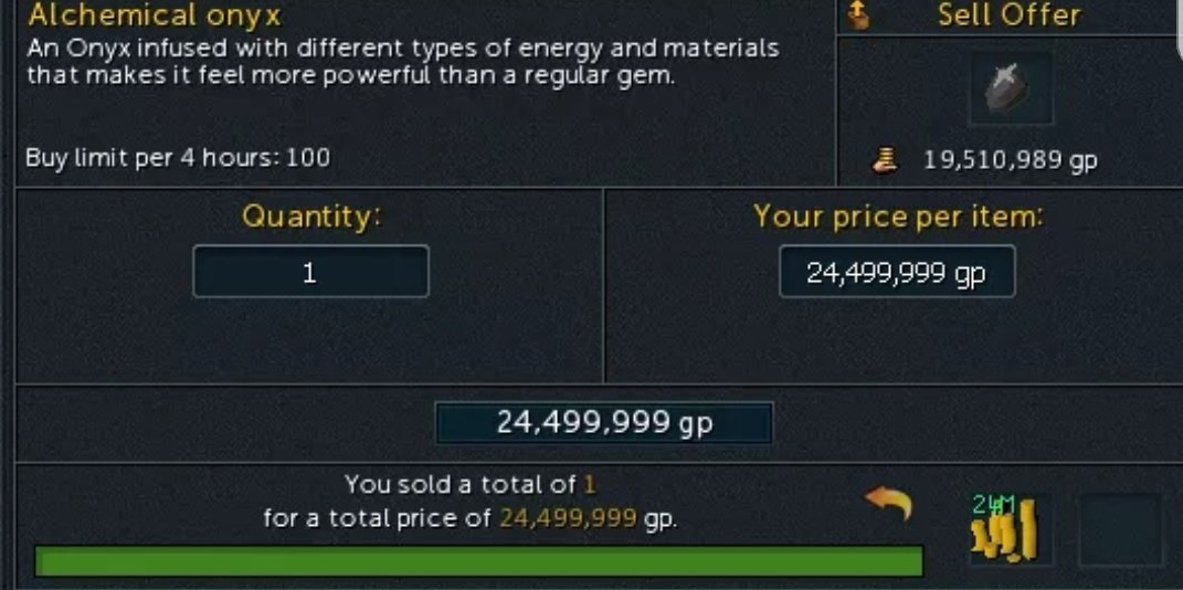 Stonerubby's tweet photo. so i invenst a totaal of 3.33b on the new onyx got 185 for 18m ea sold all for 25m ea and made a 1.2b/1.3b profit traded my white for a blue and druid gear now i can go outside https://t.co/xjfQlZn47M