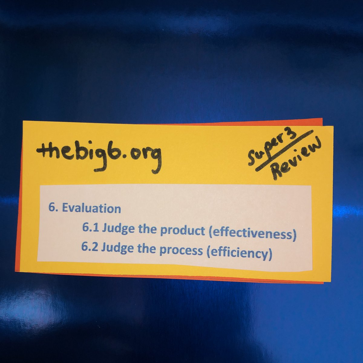 Have I done my best? Have I used the best possible sources? Did I use the most appropriate format to share my ideas? Just a few Review/Evaluation questions to consider throughout and at the end of a project. #thebig6chat #infolit #edchat thebig6.org