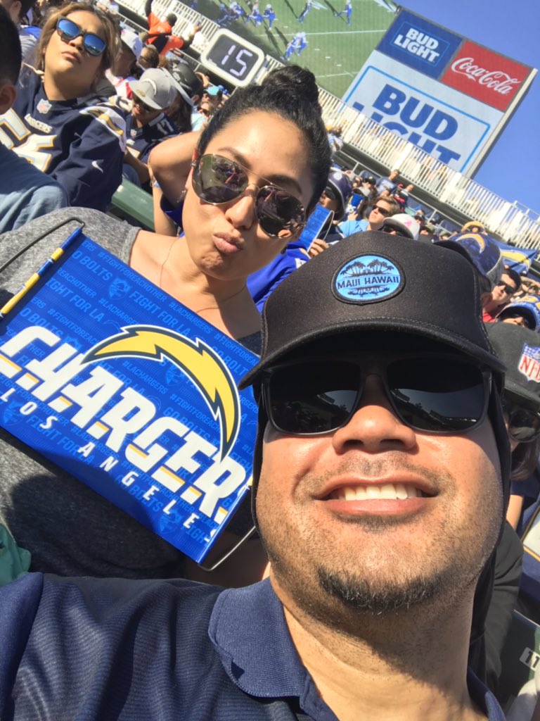 CoachFale's tweet photo. Wifey is a #LAChargers fan now 🤙🏾 #carsonCalifornia https://t.co/2A5qeI5j03