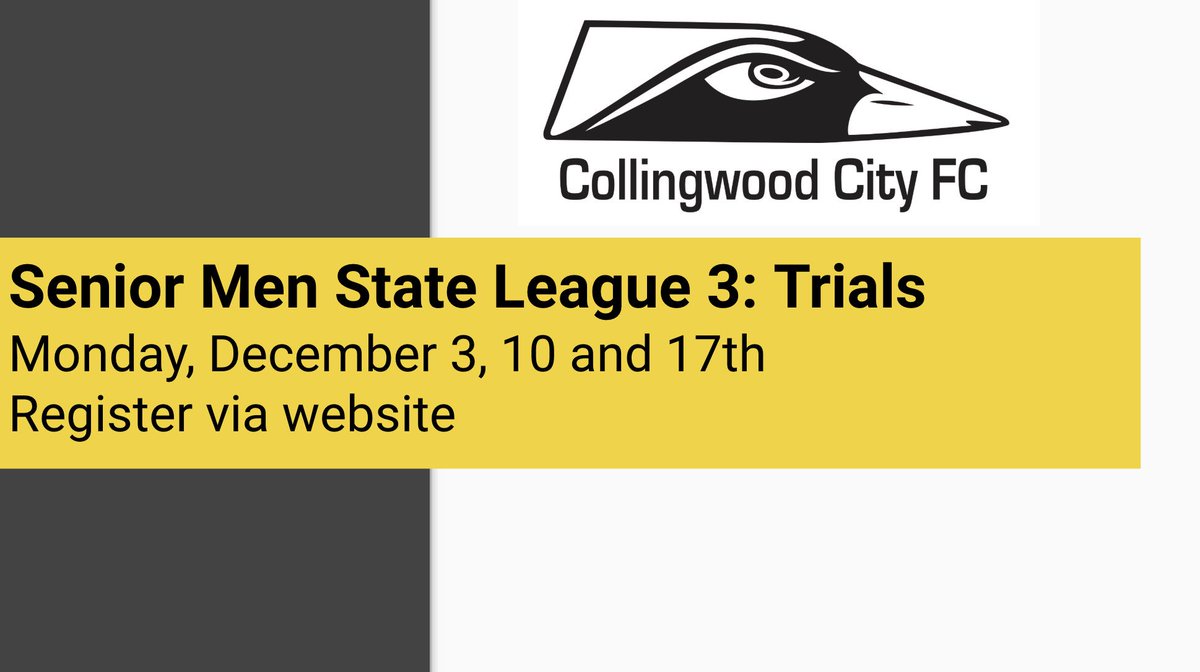 CollingwoodCity's tweet photo. Senior trials start next week.
Register via the website https://t.co/A4dItgHWzI https://t.co/cZuNsx2xif