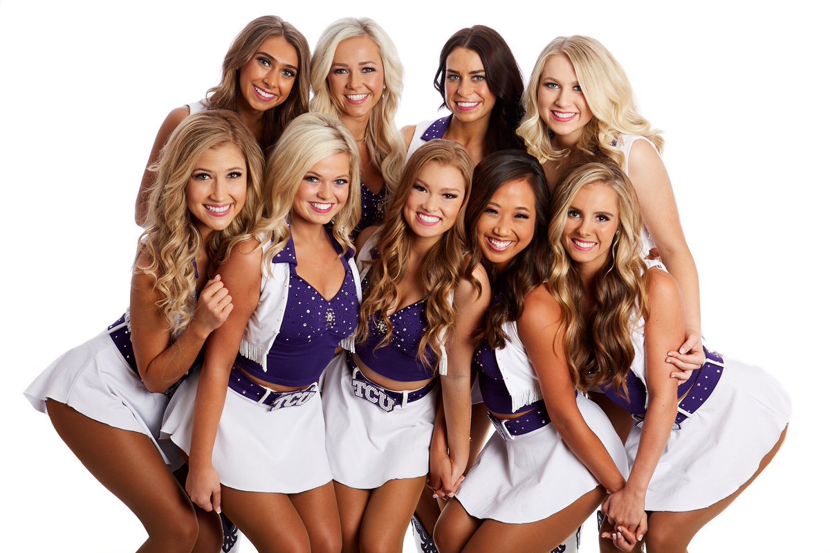 TCU_Showgirls's tweet photo. So thankful we get to keep these seniors around for another game!💜🐸 #goingbowlin #GoFrogs https://t.co/pFznFvOvbk
