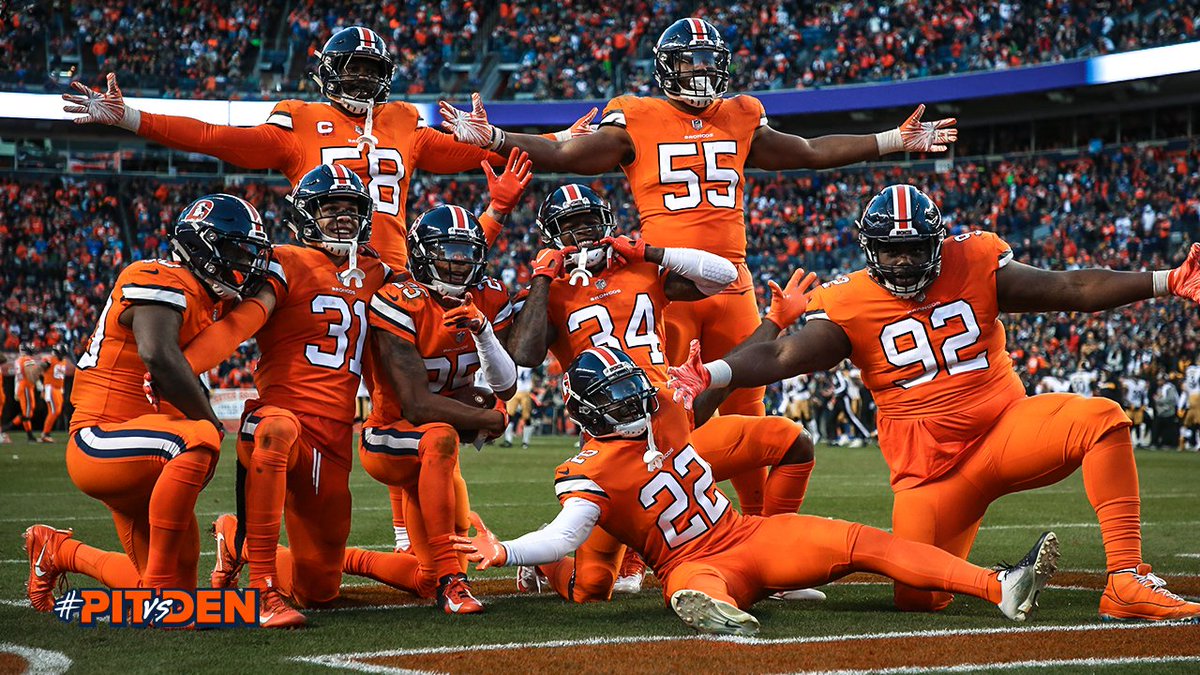 Broncos's tweet photo. The pic after the pick. 

#BeatTheSteelers https://t.co/VgTFMoplfm