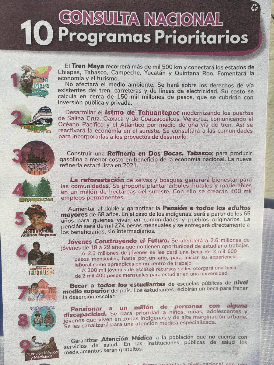 Olivareslucia's tweet photo. Ya fui a votar en la #megaconsulta, me dijeron que la respuesta ha sido más baja. Como en la consulta anterior, las boletas no están foliadas. Al reverso viene una explicación sobre cada proyecto: https://t.co/ncyxHPpRep