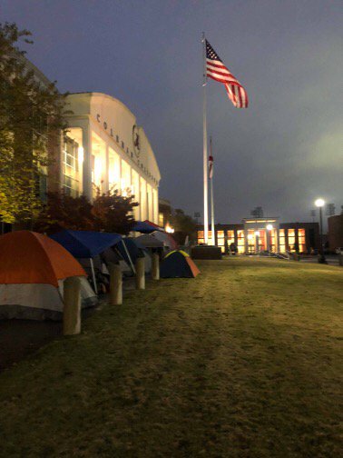 spann's tweet photo. University of Alabama students camping out for SEC championship tickets tomorrow morning at 7:00… photos from Darious Davis https://t.co/Oez6o1sLKf