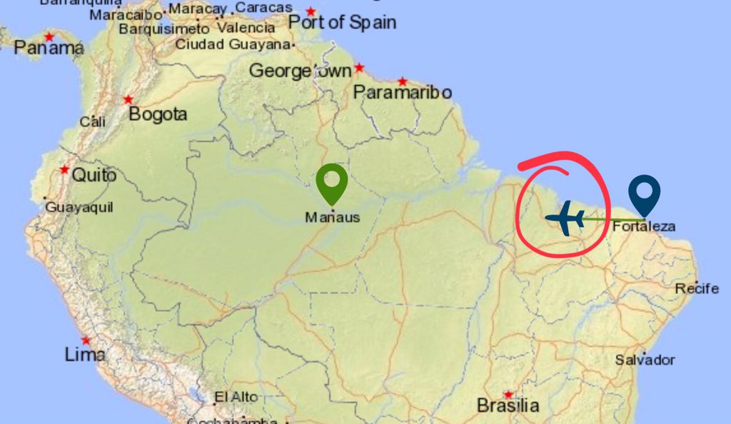 26 Miles From My Current Location Per Axbom (Away) On Twitter: "My Current Location. (Map Showing Airplane  Travelled One Third Of The Distance From Fortaleza To Manaus.)  Https://T.co/Rtmwg7Loee" / Twitter