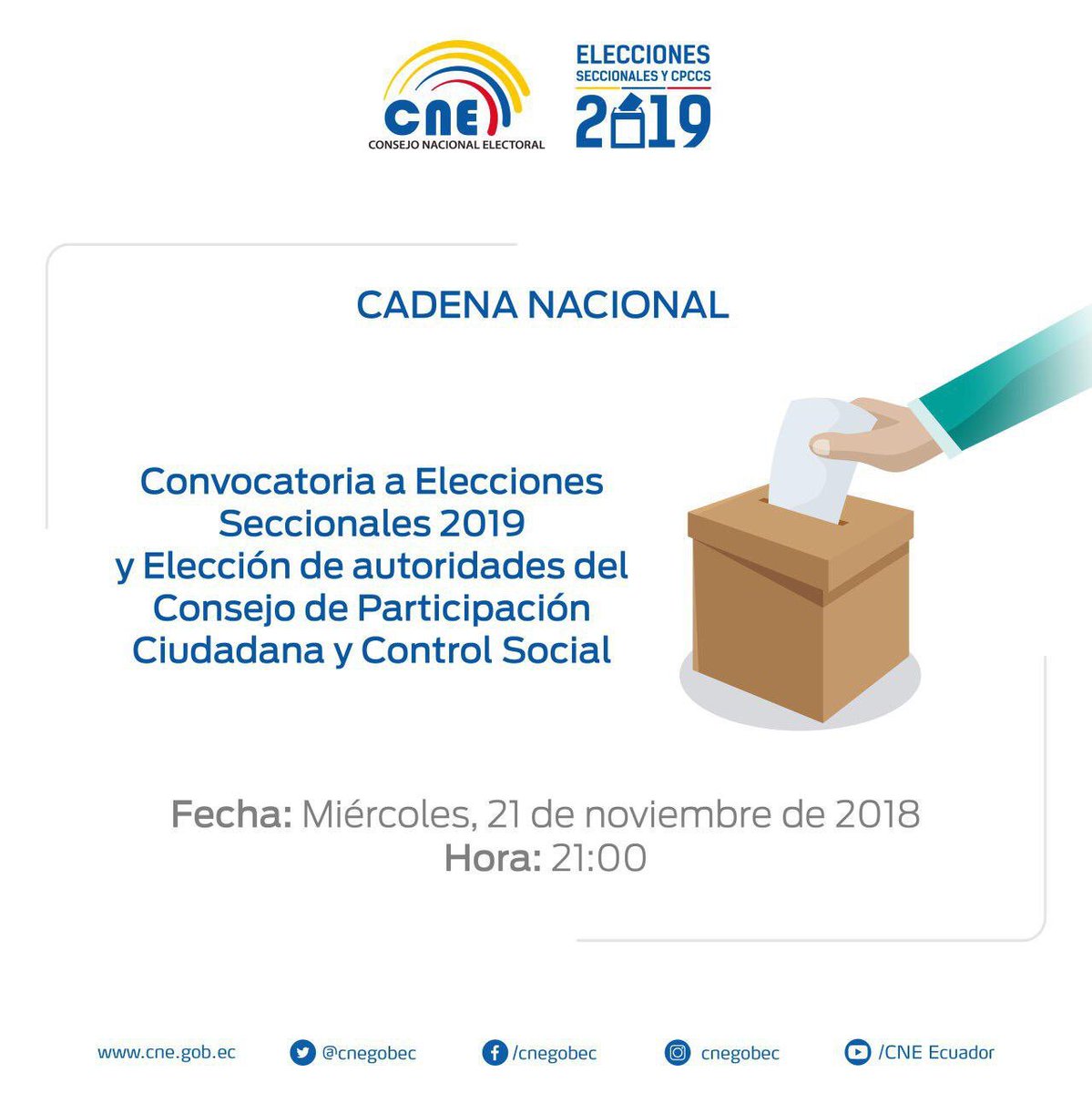 Convocatoria a elecciones.
@votoexterior_ec <a href="/CancilleriaEc/">Cancillería del Ecuador 🇪🇨</a>