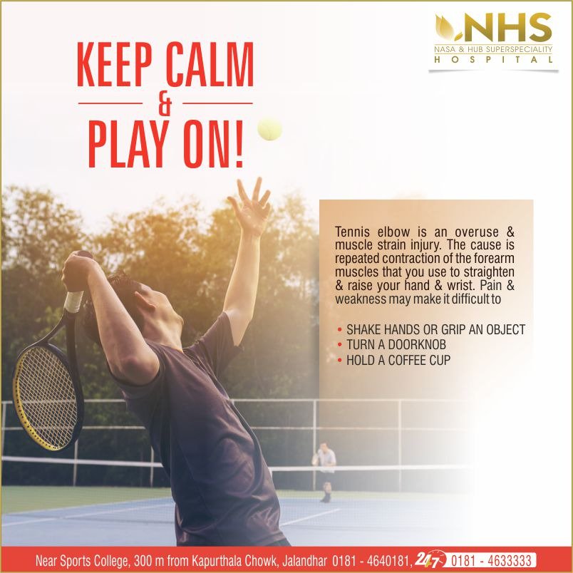 NHSHospital's tweet photo. #Tennis elbow is a condition that causes pain around the outside of the #elbow.
Playing tennis or other racquet #sports can cause this condition.  #sportsinjuries #tenniselbow #NHSHospital #Jalandhar #elbowpain  #healthresearch #publichealth #Punjab 
https://t.co/vjHdC1dJPa https://t.co/AIuDFDXR5B
